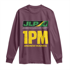 1PM Andrew Holness Long Sleeve Shirt Support JLP Jamaica Labour Party TS02 Maroon Print Your Wear