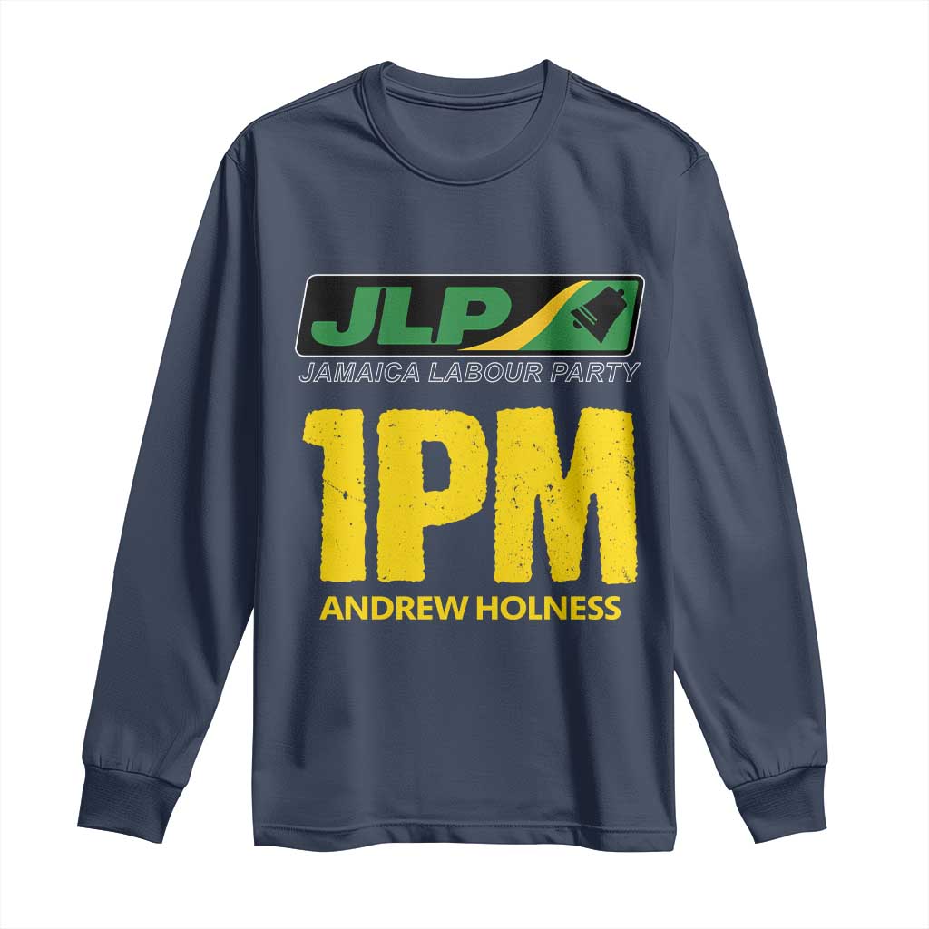 1PM Andrew Holness Long Sleeve Shirt Support JLP Jamaica Labour Party TS02 Navy Print Your Wear