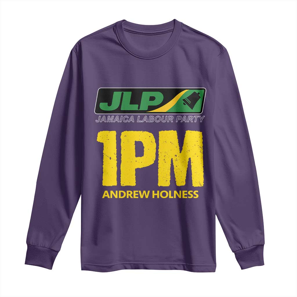 1PM Andrew Holness Long Sleeve Shirt Support JLP Jamaica Labour Party TS02 Purple Print Your Wear