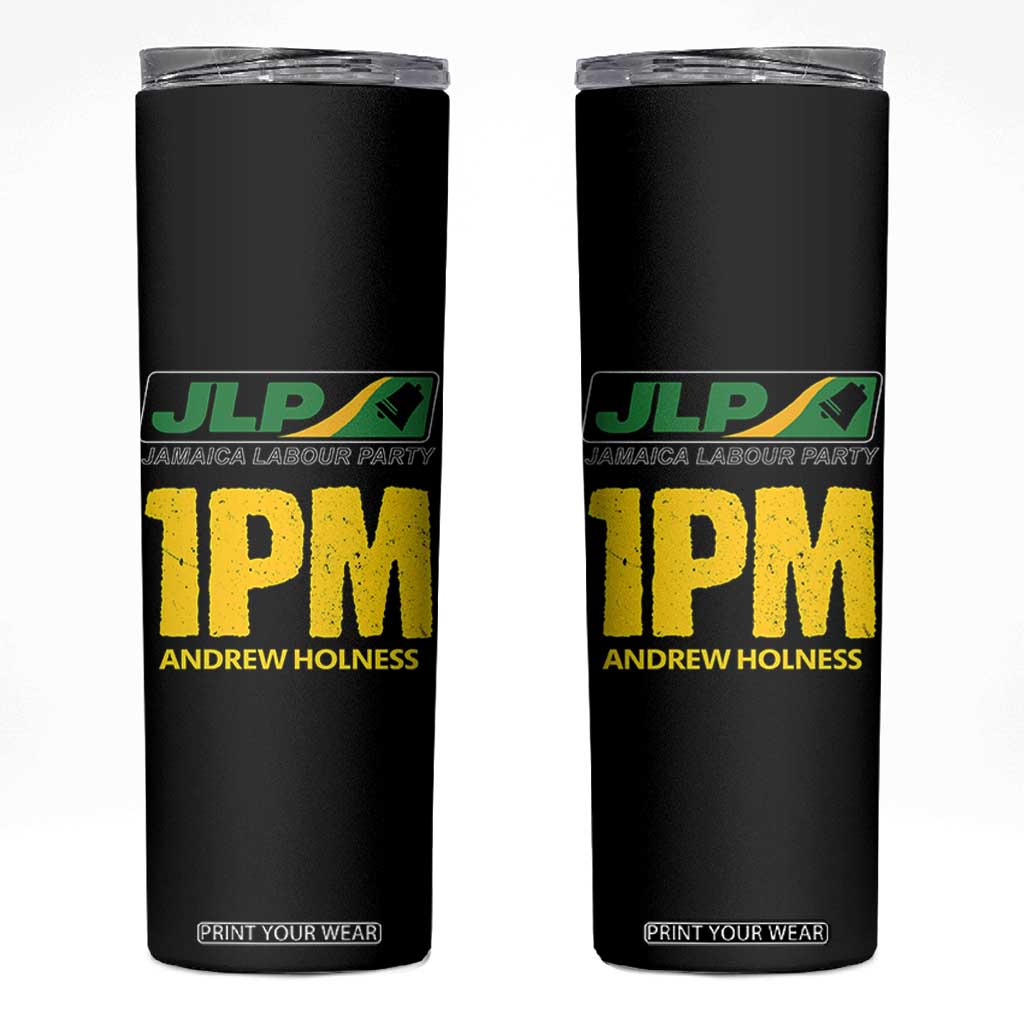 1PM Andrew Holness Skinny Tumbler Support JLP Jamaica Labour Party TS02 Black Print Your Wear
