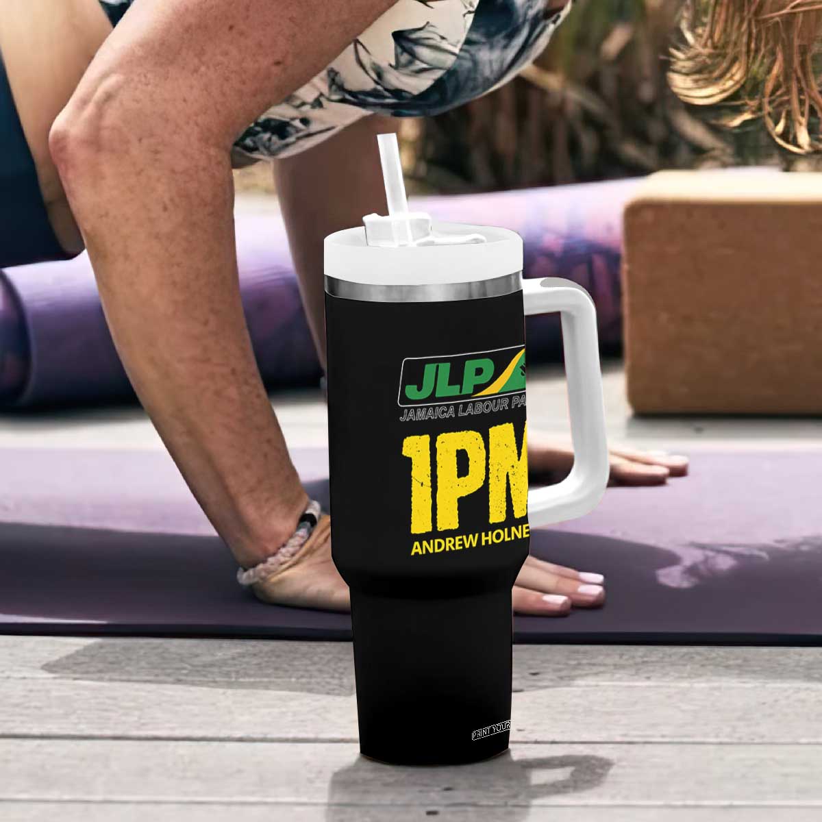 1PM Andrew Holness Tumbler With Handle Support JLP Jamaica Labour Party TS02 Print Your Wear