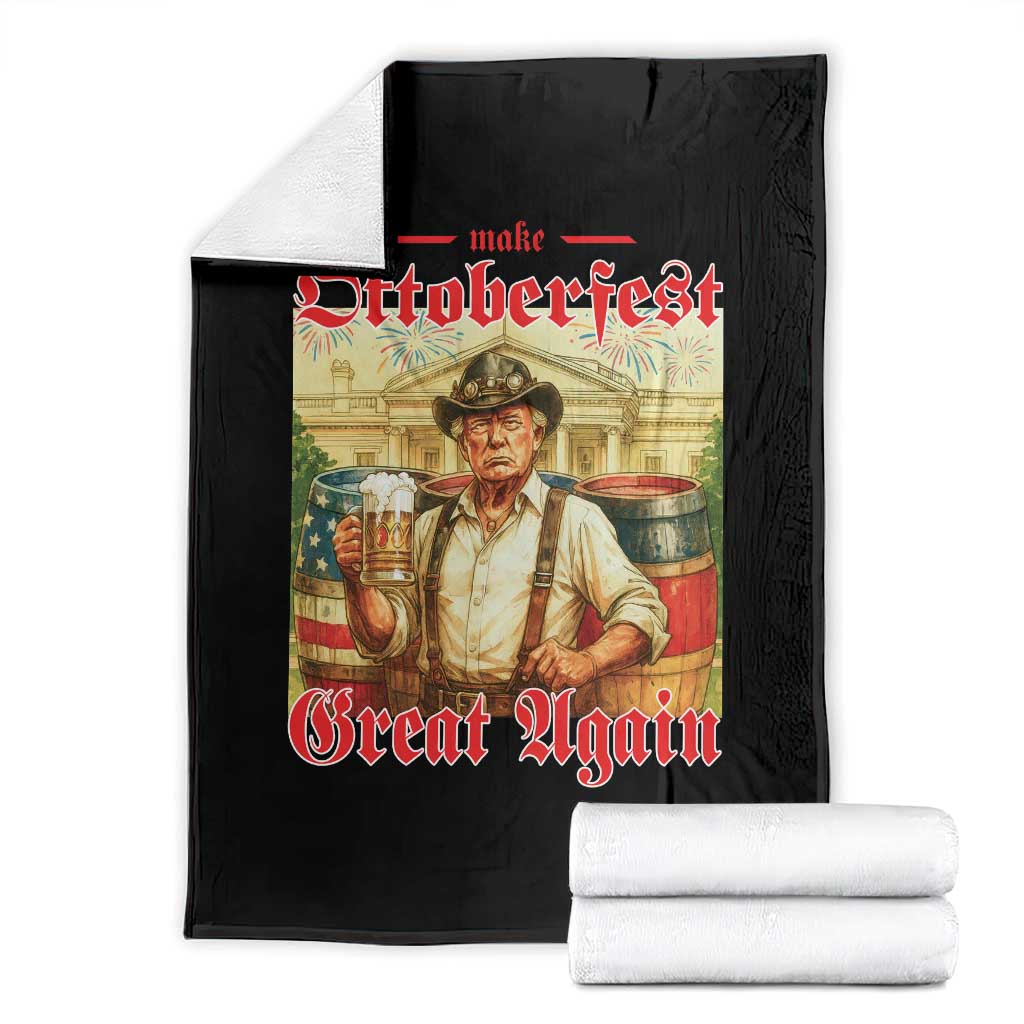 Make Oktoberfest Great Again Throw Blanket Funny Trump Patriotic Beer Festival Parody TS02 Black Print Your Wear