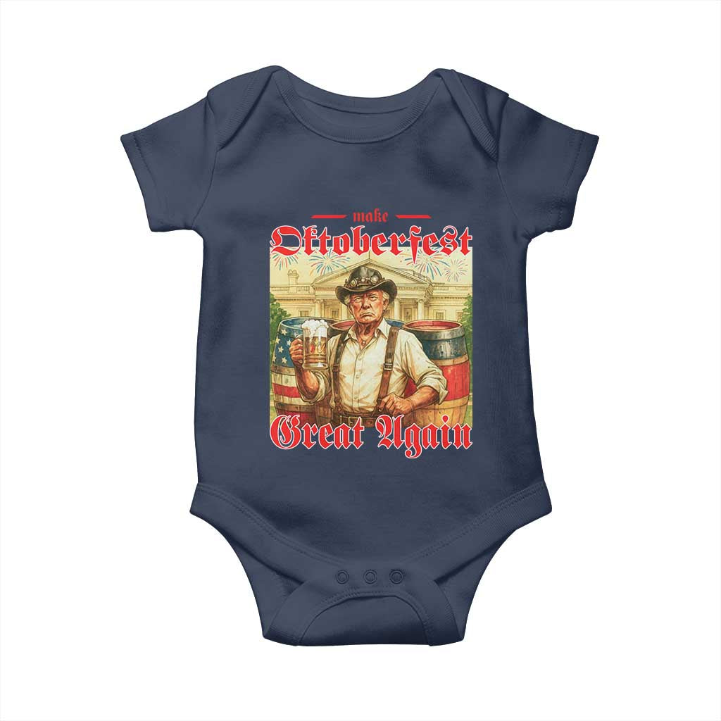 Make Oktoberfest Great Again Baby Onesie Funny Trump Patriotic Beer Festival Parody TS02 Navy Print Your Wear