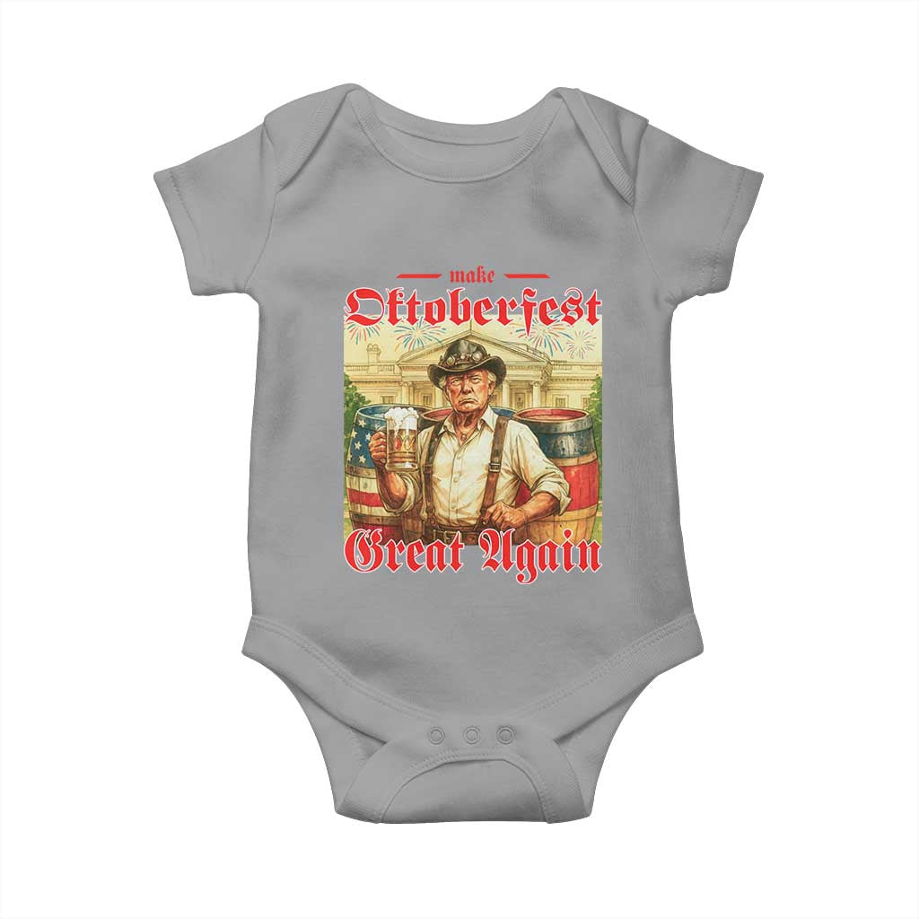 Make Oktoberfest Great Again Baby Onesie Funny Trump Patriotic Beer Festival Parody TS02 Sport Gray Print Your Wear