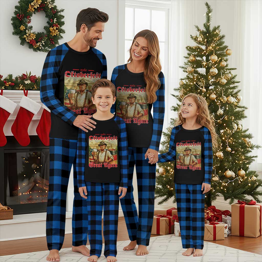 Make Oktoberfest Great Again Plaid Pajama Set Funny Trump Patriotic Beer Festival Parody TS02 Blue Plaid Print Your Wear