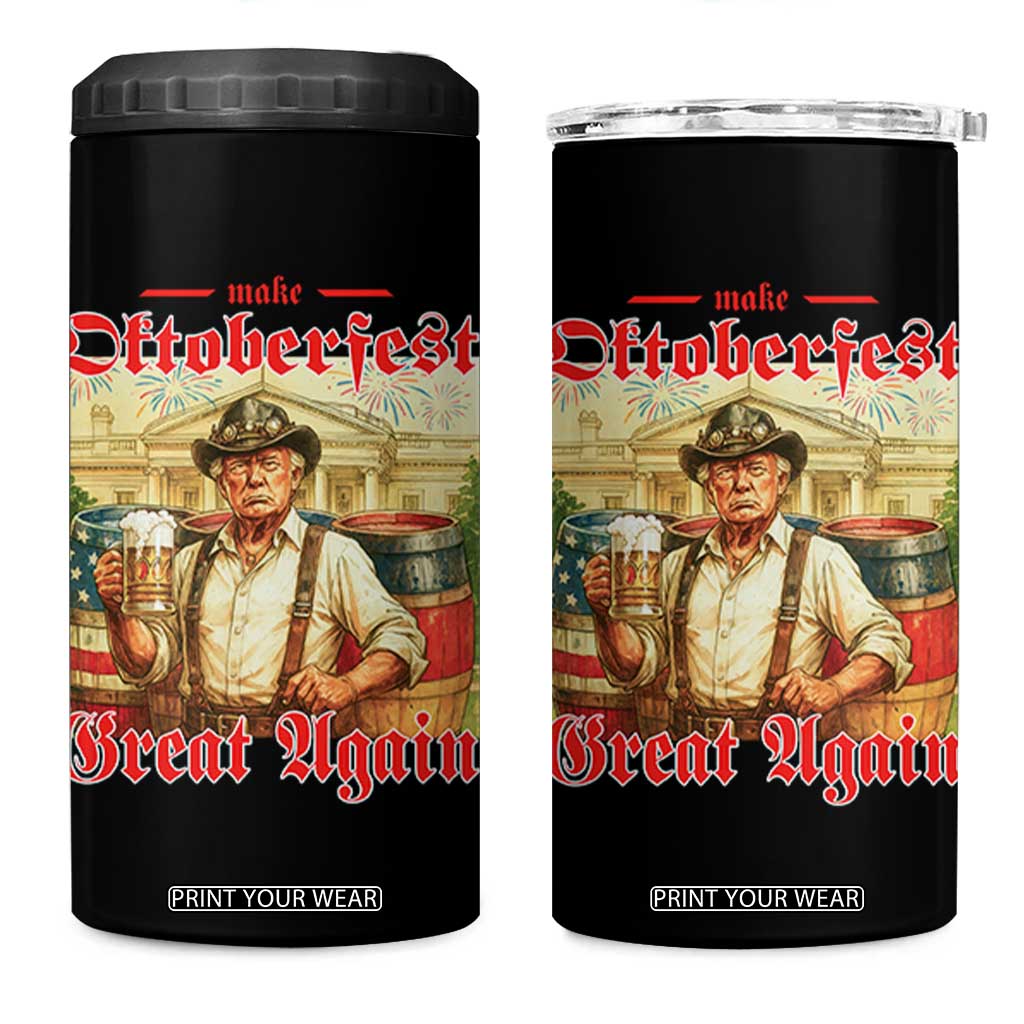 Make Oktoberfest Great Again 4 in 1 Can Cooler Tumbler Funny Trump Patriotic Beer Festival Parody TS02 One Size: 16 oz Black Print Your Wear