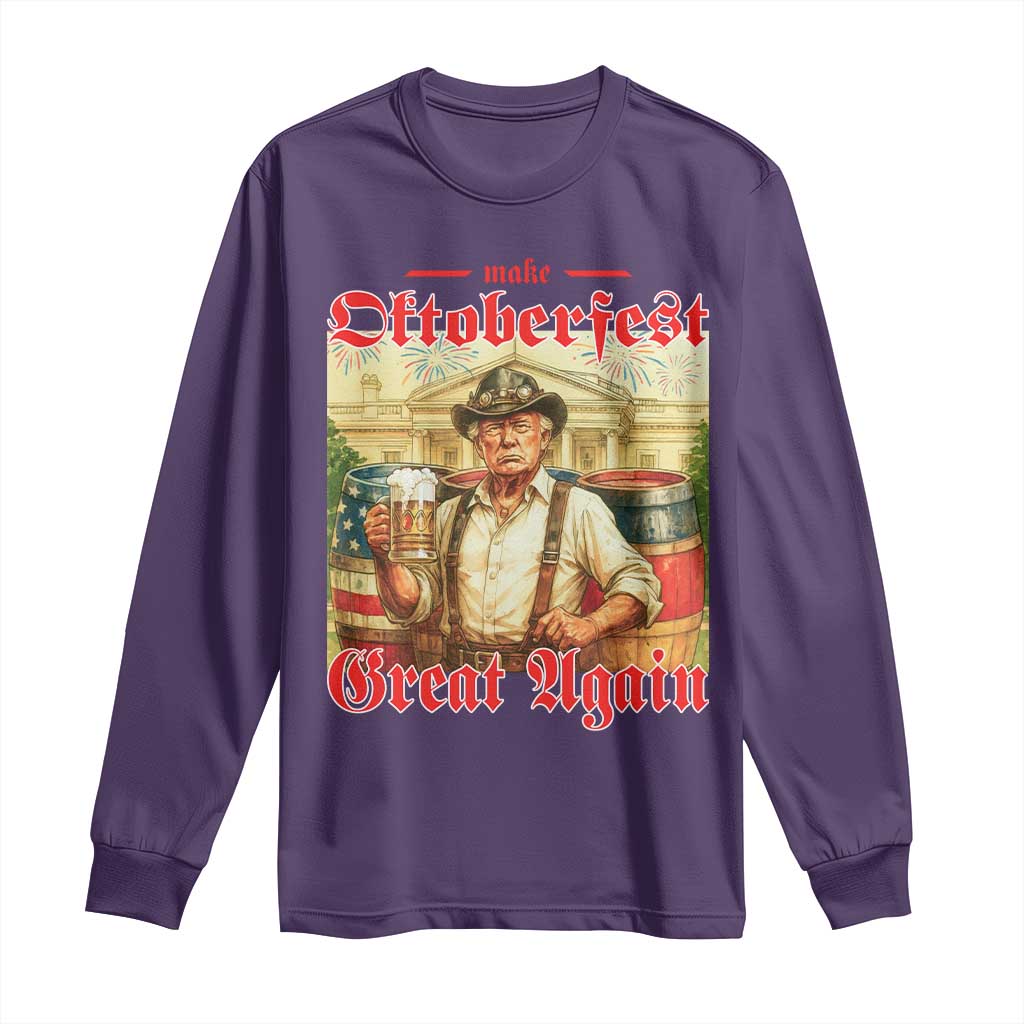 Make Oktoberfest Great Again Long Sleeve Shirt Funny Trump Patriotic Beer Festival Parody TS02 Purple Print Your Wear