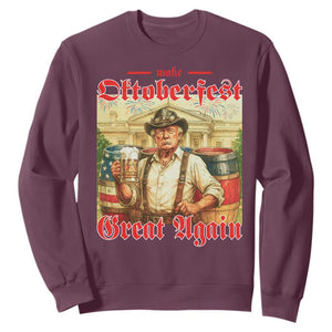 Make Oktoberfest Great Again Sweatshirt Funny Trump Patriotic Beer Festival Parody TS02 Maroon Print Your Wear