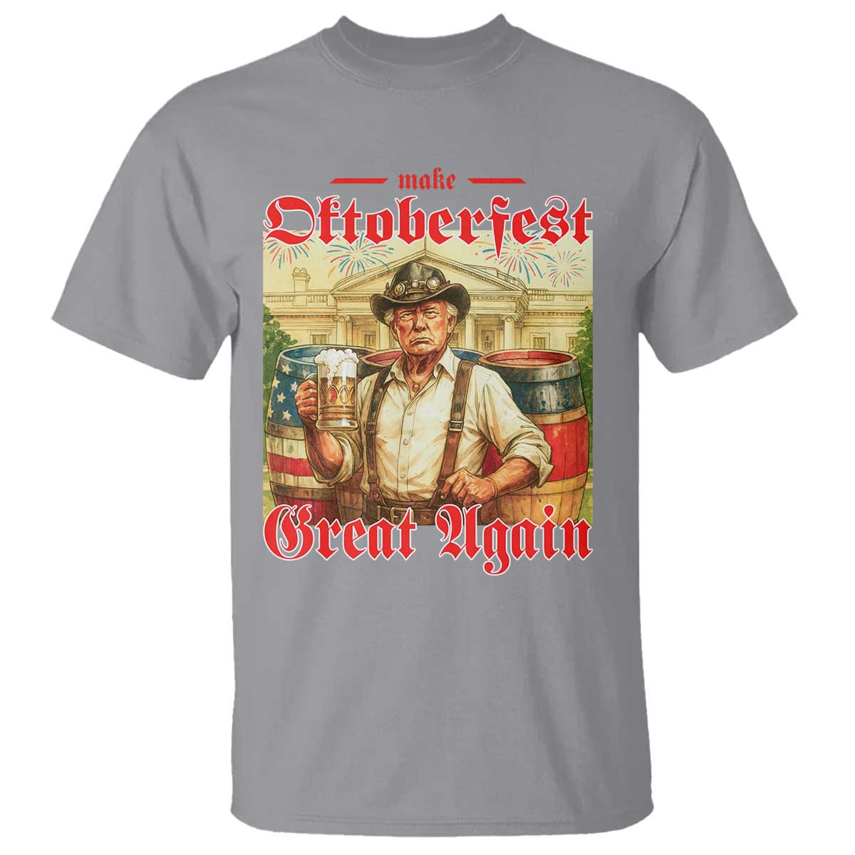 Make Oktoberfest Great Again T Shirt Funny Trump Patriotic Beer Festival Parody TS02 Sport Gray Print Your Wear