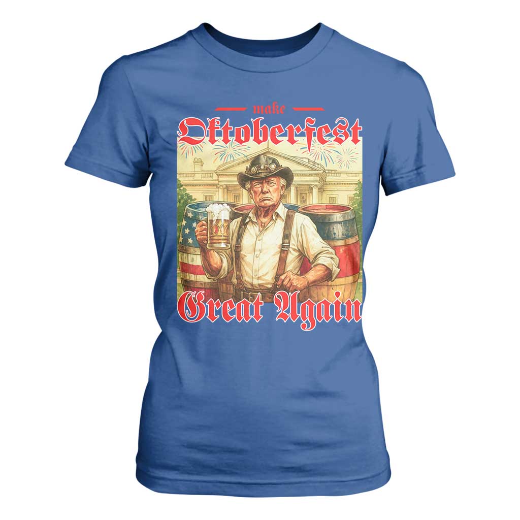 Make Oktoberfest Great Again T Shirt For Women Funny Trump Patriotic Beer Festival Parody TS02 Royal Blue Print Your Wear