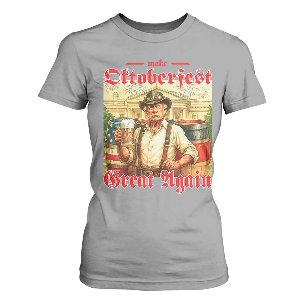 Make Oktoberfest Great Again T Shirt For Women Funny Trump Patriotic Beer Festival Parody TS02 Sport Gray Print Your Wear