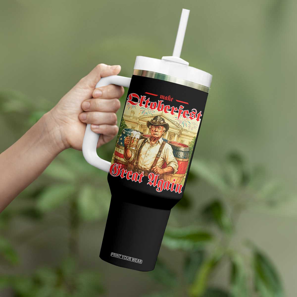 Make Oktoberfest Great Again Tumbler With Handle Funny Trump Patriotic Beer Festival Parody TS02 Print Your Wear