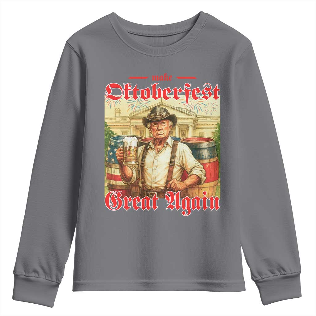 Make Oktoberfest Great Again Youth Sweatshirt Funny Trump Patriotic Beer Festival Parody TS02 Charcoal Print Your Wear