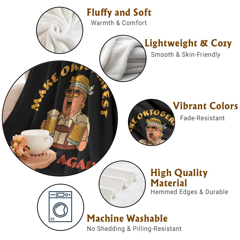 Make Oktoberfest Great Again Throw Blanket Funny Trump Bavarian Costume Party Beer Festival TS02 Print Your Wear