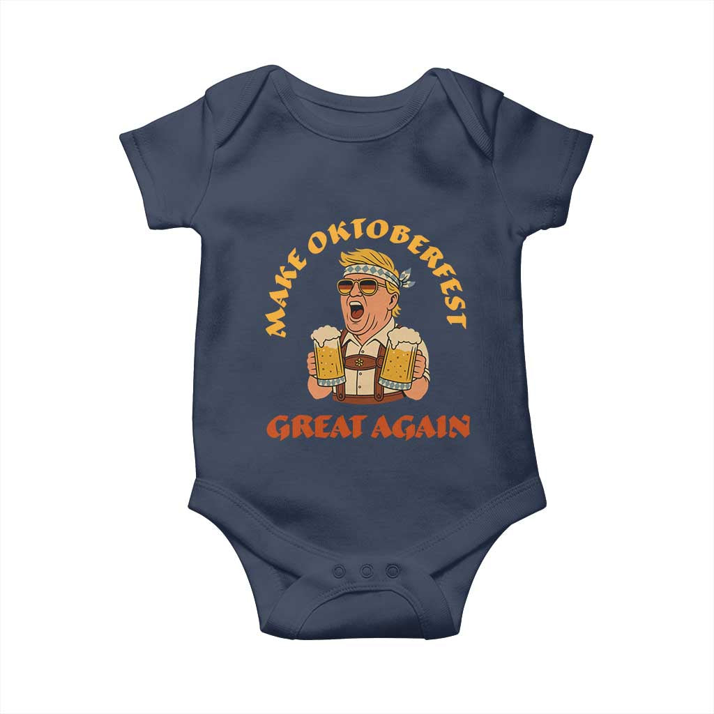 Make Oktoberfest Great Again Baby Onesie Funny Trump Bavarian Costume Party Beer Festival TS02 Navy Print Your Wear