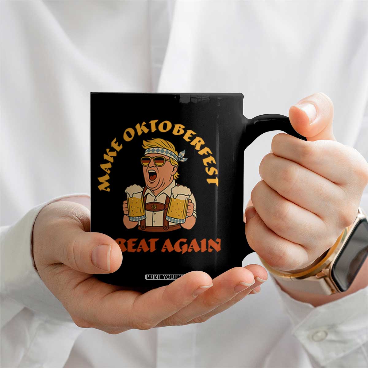 Make Oktoberfest Great Again Coffee Mug Funny Trump Bavarian Costume Party Beer Festival TS02 Print Your Wear