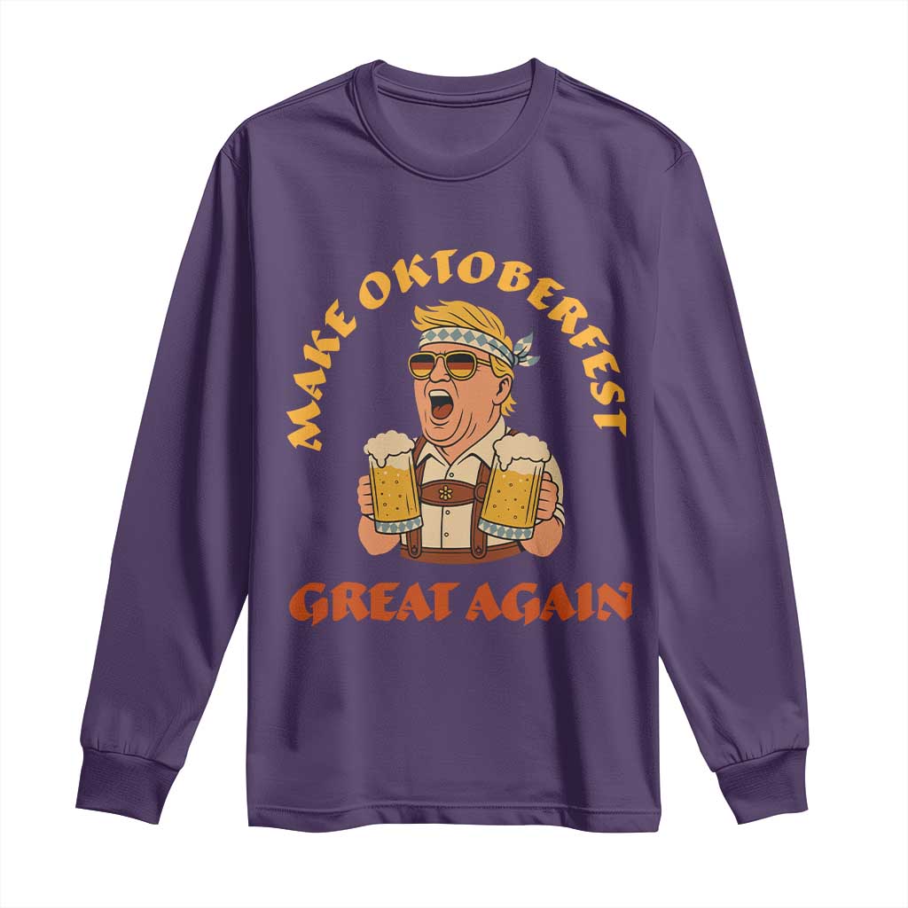 Make Oktoberfest Great Again Long Sleeve Shirt Funny Trump Bavarian Costume Party Beer Festival TS02 Purple Print Your Wear