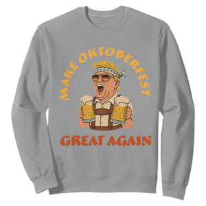 Make Oktoberfest Great Again Sweatshirt Funny Trump Bavarian Costume Party Beer Festival TS02 Sport Gray Print Your Wear
