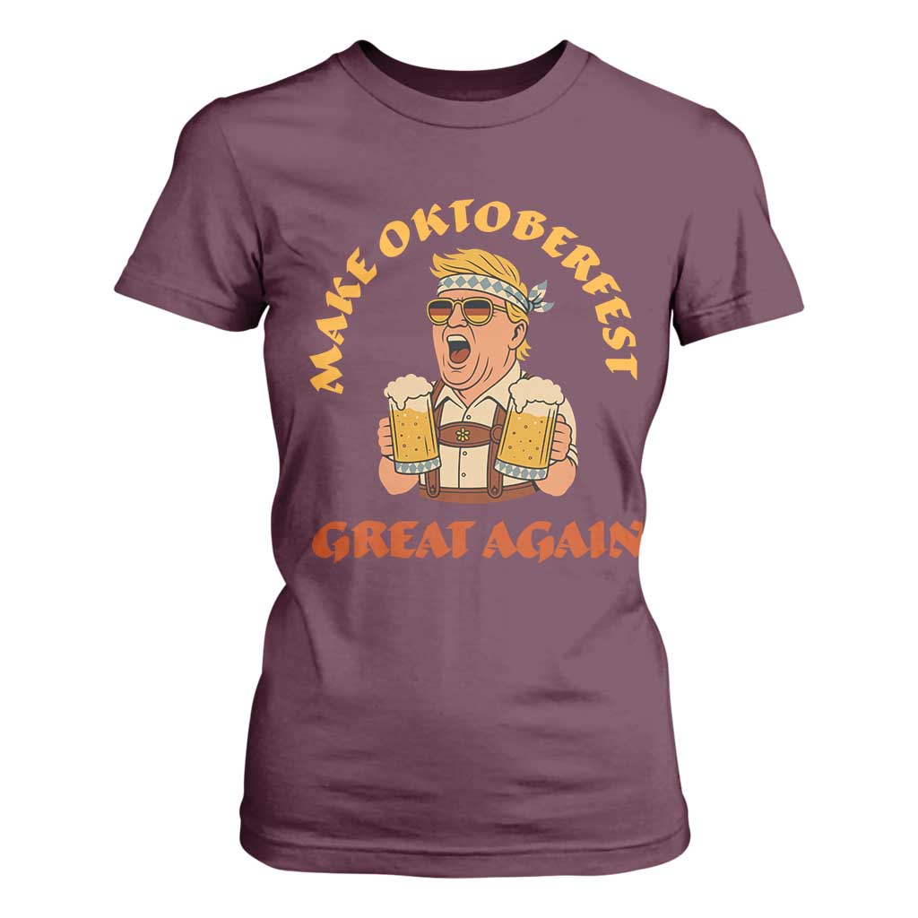Make Oktoberfest Great Again T Shirt For Women Funny Trump Bavarian Costume Party Beer Festival TS02 Maroon Print Your Wear
