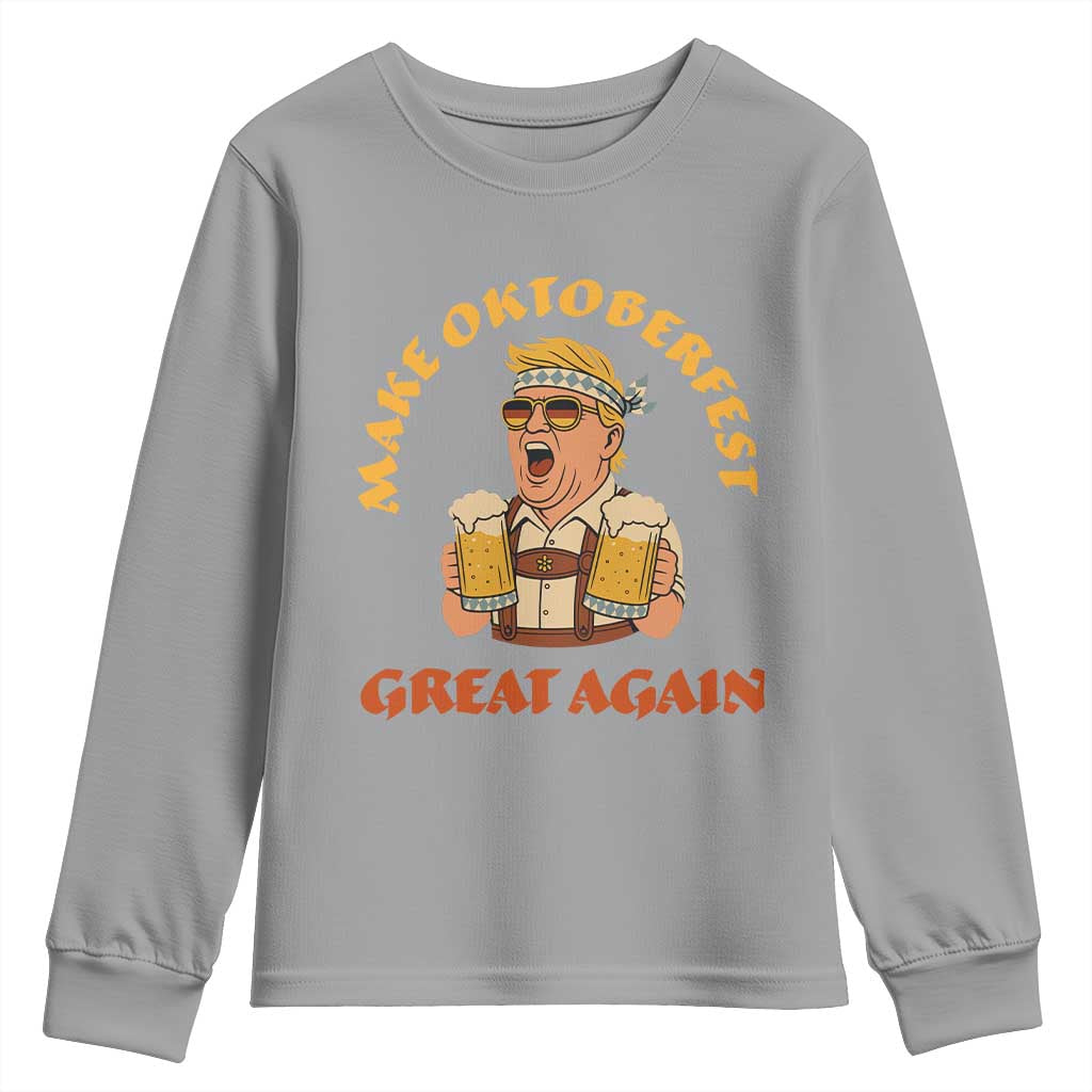 Make Oktoberfest Great Again Youth Sweatshirt Funny Trump Bavarian Costume Party Beer Festival TS02 Sport Gray Print Your Wear