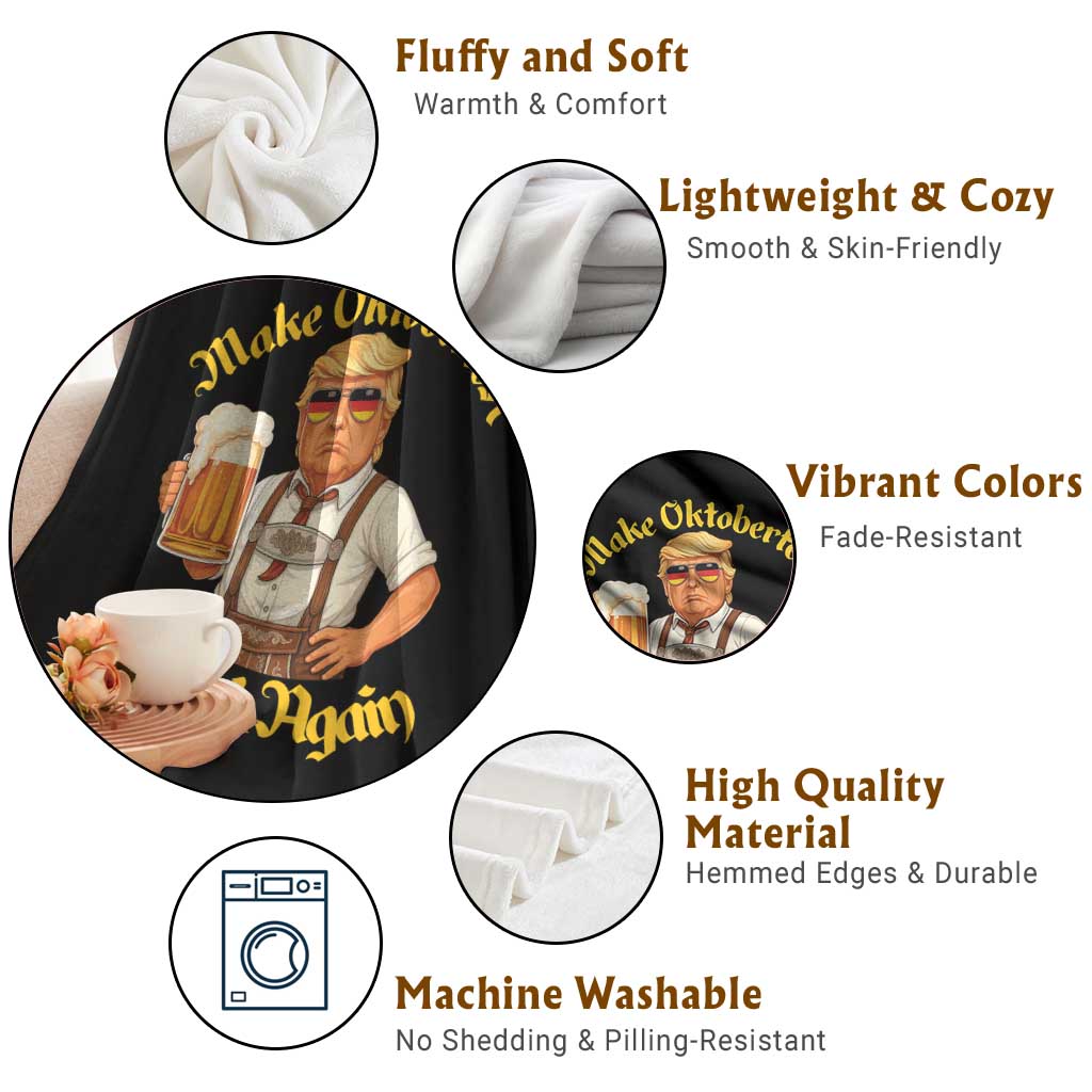 Make Oktoberfest Great Again Throw Blanket Funny Trump Bavarian Beer Festival Drinking Party TS02 Print Your Wear