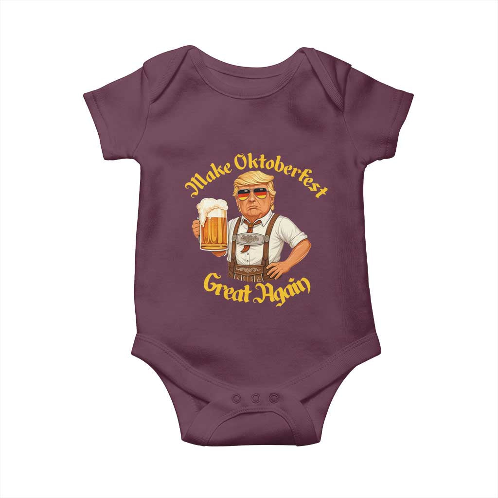 Make Oktoberfest Great Again Baby Onesie Funny Trump Bavarian Beer Festival Drinking Party TS02 Maroon Print Your Wear