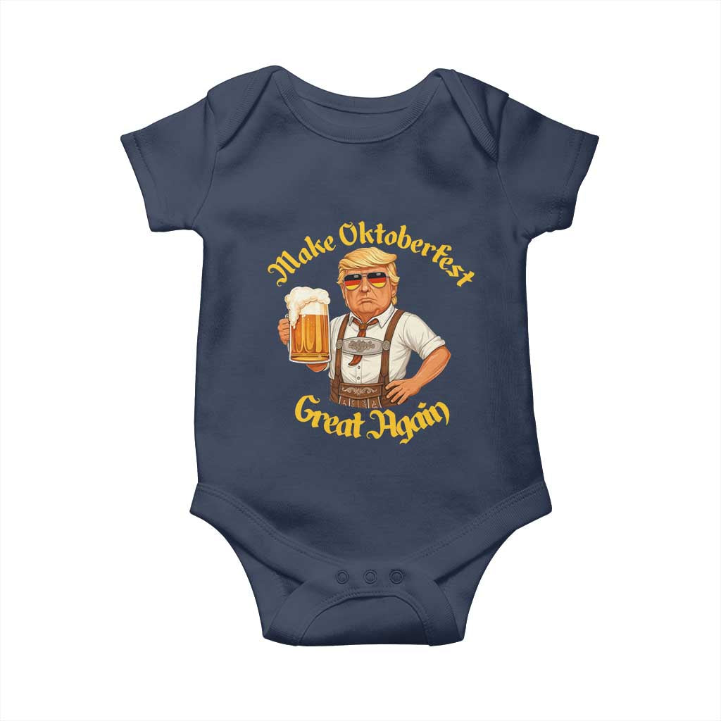 Make Oktoberfest Great Again Baby Onesie Funny Trump Bavarian Beer Festival Drinking Party TS02 Navy Print Your Wear