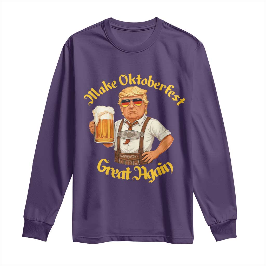 Make Oktoberfest Great Again Long Sleeve Shirt Funny Trump Bavarian Beer Festival Drinking Party TS02 Purple Print Your Wear
