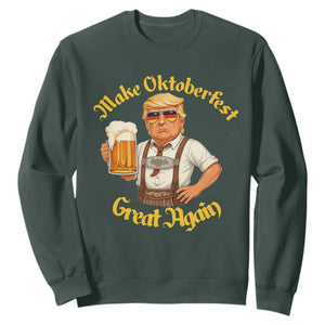 Make Oktoberfest Great Again Sweatshirt Funny Trump Bavarian Beer Festival Drinking Party TS02 Dark Forest Green Print Your Wear
