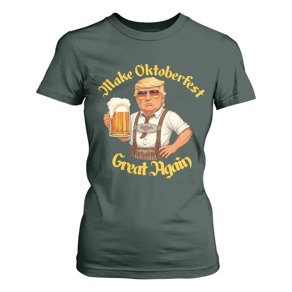 Make Oktoberfest Great Again T Shirt For Women Funny Trump Bavarian Beer Festival Drinking Party TS02 Dark Forest Green Print Your Wear