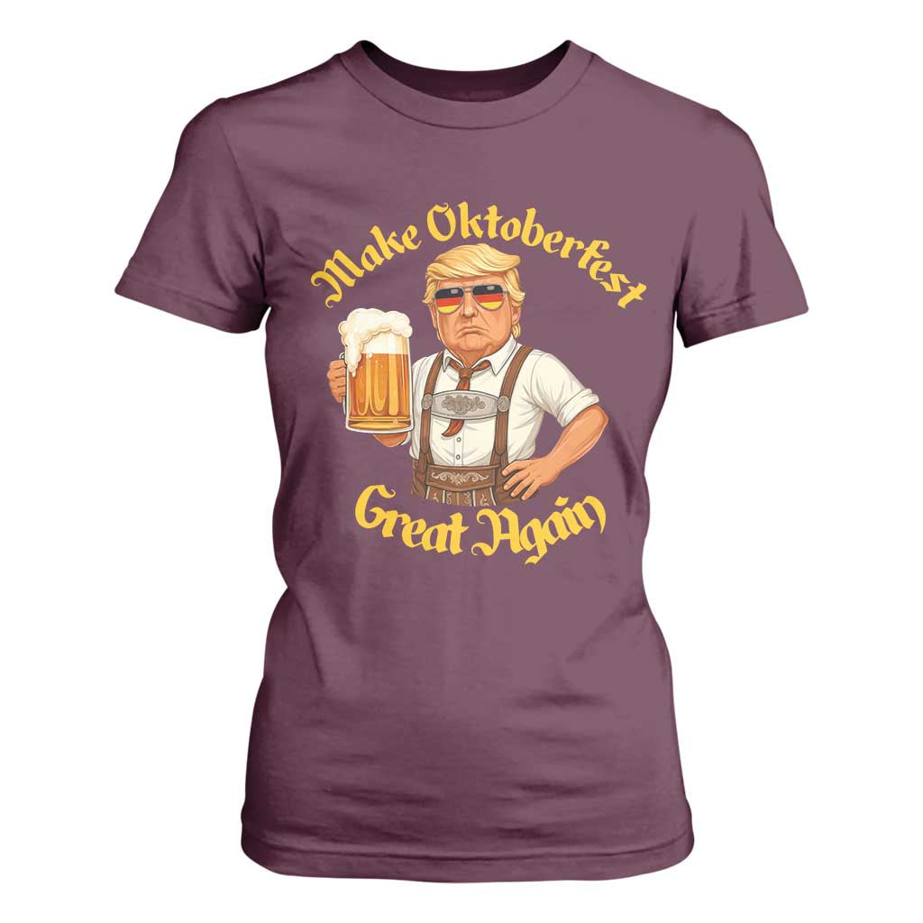 Make Oktoberfest Great Again T Shirt For Women Funny Trump Bavarian Beer Festival Drinking Party TS02 Maroon Print Your Wear