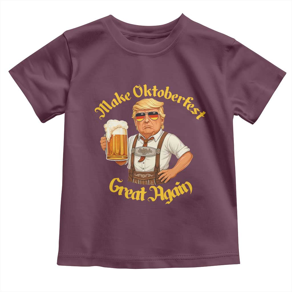 Make Oktoberfest Great Again Toddler T Shirt Funny Trump Bavarian Beer Festival Drinking Party TS02 Maroon Print Your Wear