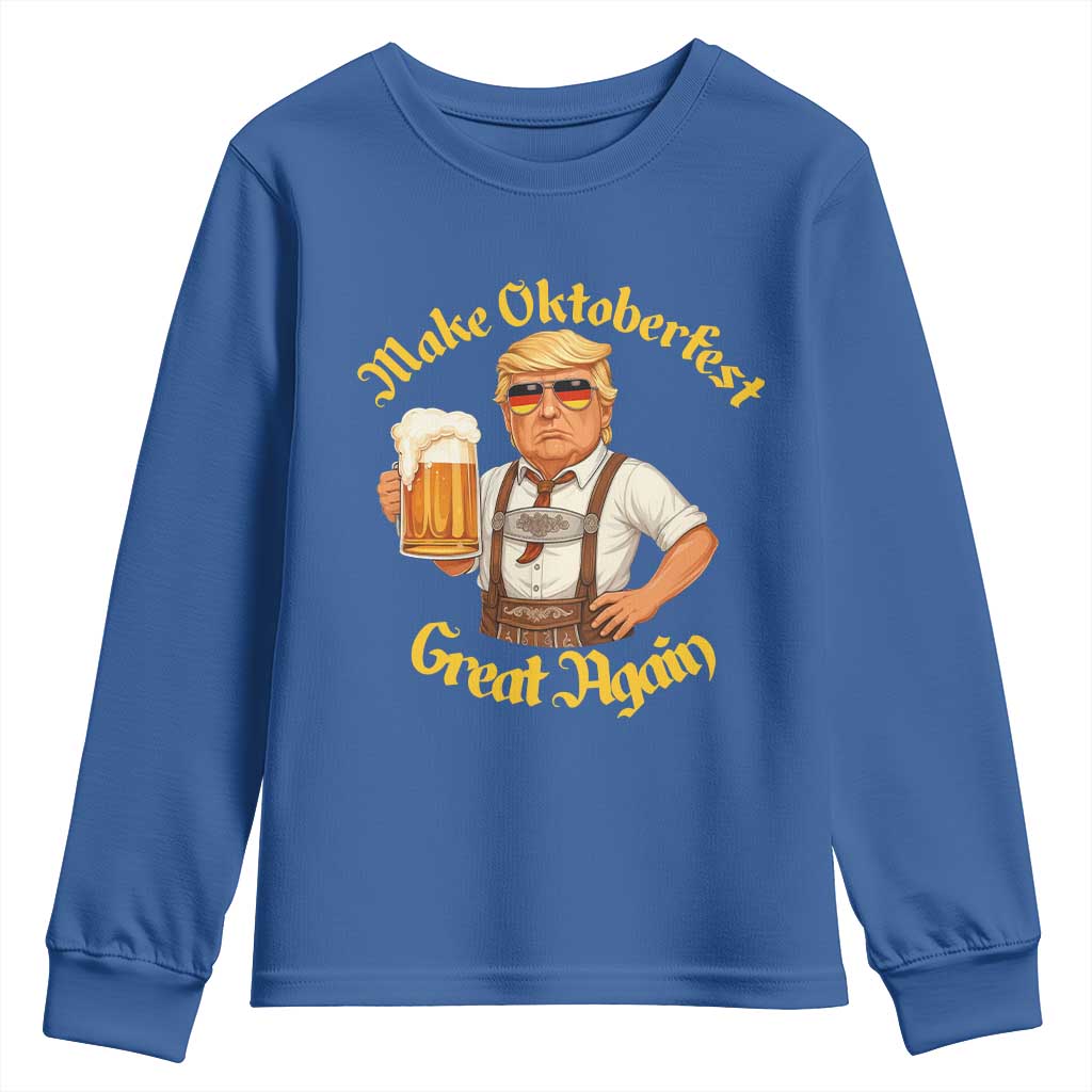 Make Oktoberfest Great Again Youth Sweatshirt Funny Trump Bavarian Beer Festival Drinking Party TS02 Royal Blue Print Your Wear
