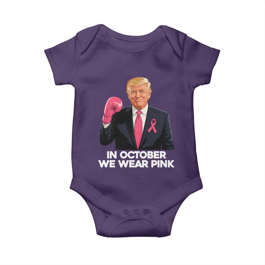 Support Breast Cancer Trump Baby Onesie In October We Wear Pink Boxing Glove Warrior Fight TS02 Purple Print Your Wear