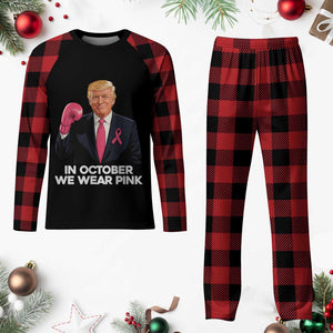 Support Breast Cancer Trump Plaid Pajama Set In October We Wear Pink Boxing Glove Warrior Fight TS02 Buffalo Plaid Print Your Wear