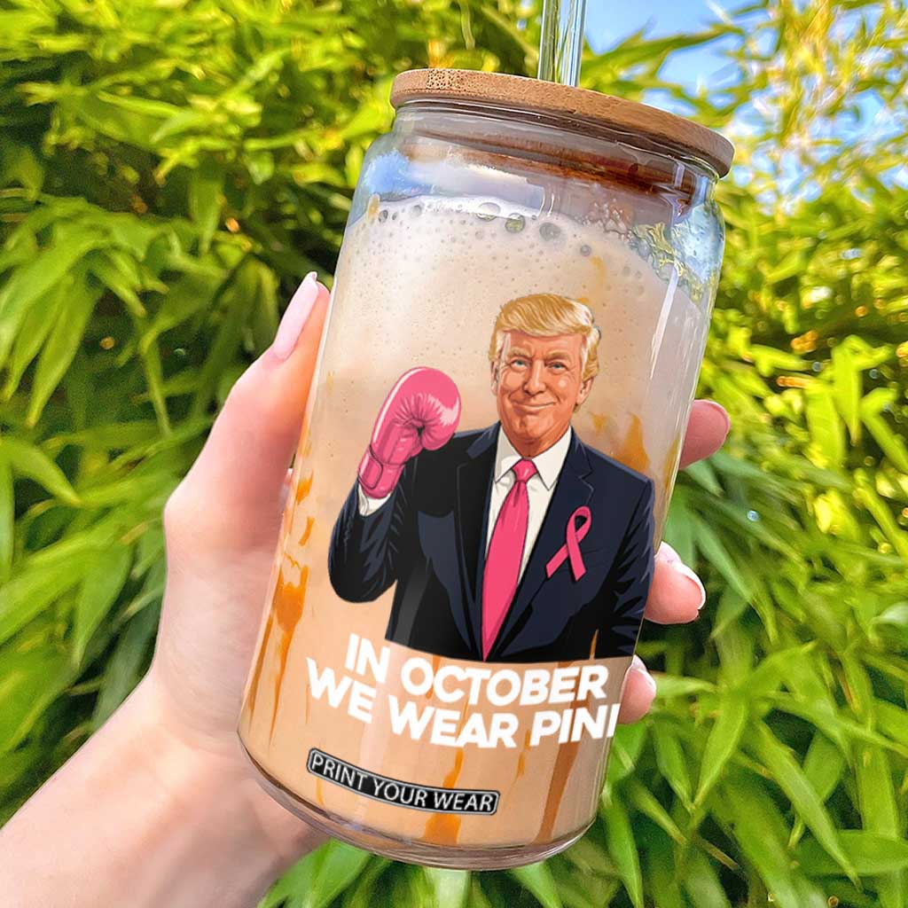 Support Breast Cancer Trump Glass Can In October We Wear Pink Boxing Glove Warrior Fight TS02 Black Print Your Wear
