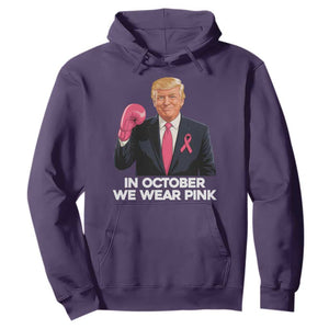 Support Breast Cancer Trump Hoodie In October We Wear Pink Boxing Glove Warrior Fight TS02 Purple Print Your Wear