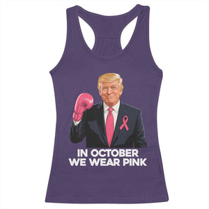 Support Breast Cancer Trump Racerback Tank Top In October We Wear Pink Boxing Glove Warrior Fight TS02 Purple Print Your Wear