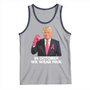 Support Breast Cancer Trump Tank Top In October We Wear Pink Boxing Glove Warrior Fight TS02 Athletic Heather Navy Print Your Wear