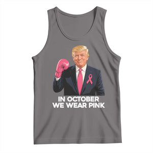Support Breast Cancer Trump Tank Top In October We Wear Pink Boxing Glove Warrior Fight TS02 Deep Heather Print Your Wear