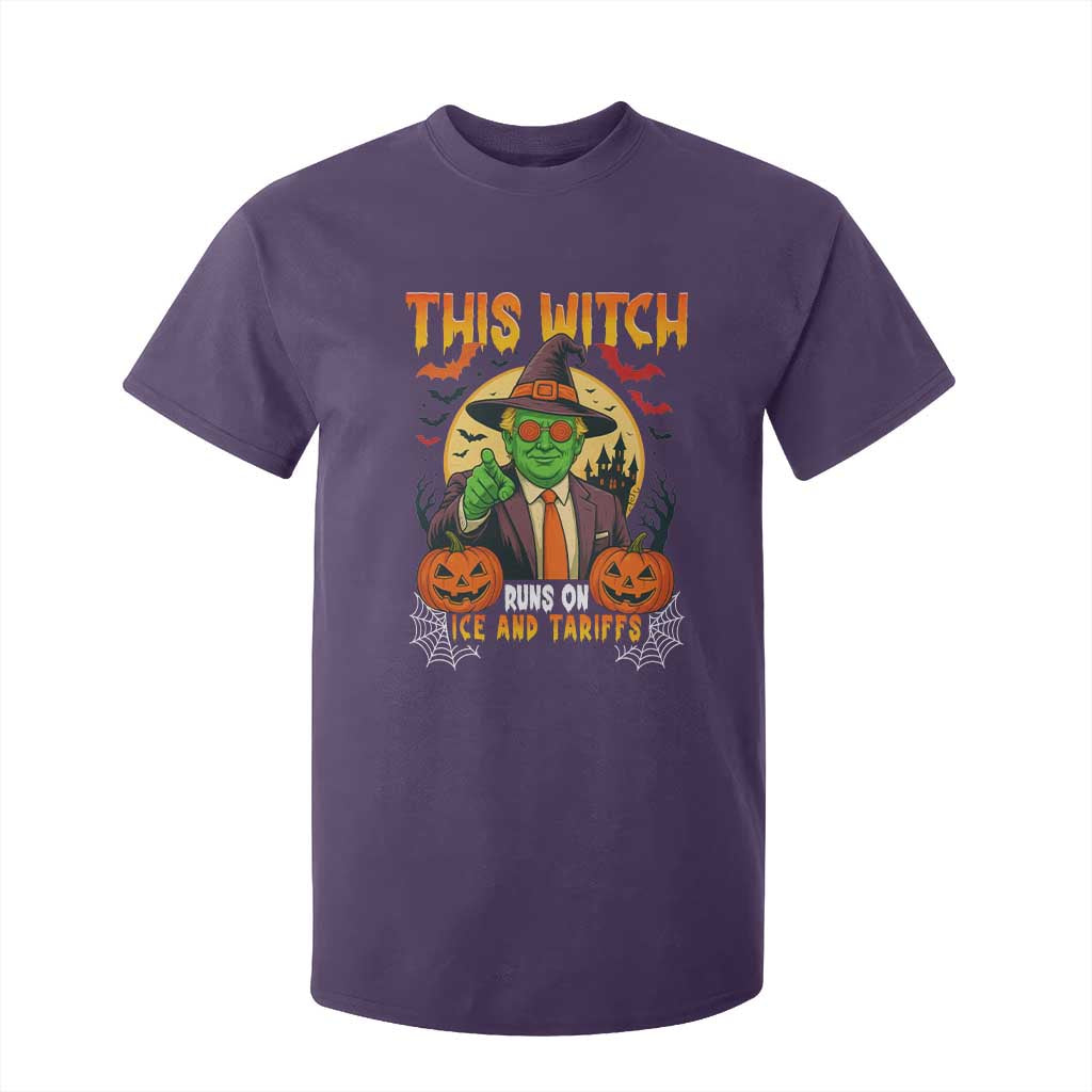 Funny Sarcastic Trump Witch T Shirt For Kid This Witch Runs On Ice and Tariffs Political Satire TS02 Purple Print Your Wear