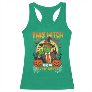 Funny Sarcastic Trump Witch Racerback Tank Top This Witch Runs On Ice and Tariffs Political Satire TS02 Irish Green Print Your Wear