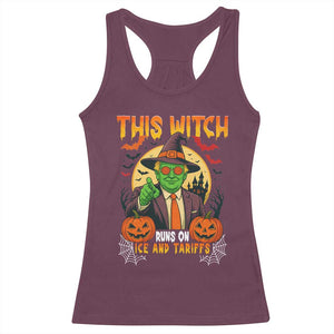 Funny Sarcastic Trump Witch Racerback Tank Top This Witch Runs On Ice and Tariffs Political Satire TS02 Maroon Print Your Wear