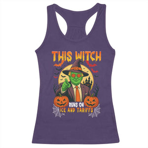 Funny Sarcastic Trump Witch Racerback Tank Top This Witch Runs On Ice and Tariffs Political Satire TS02 Purple Print Your Wear