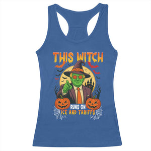 Funny Sarcastic Trump Witch Racerback Tank Top This Witch Runs On Ice and Tariffs Political Satire TS02 Royal Blue Print Your Wear