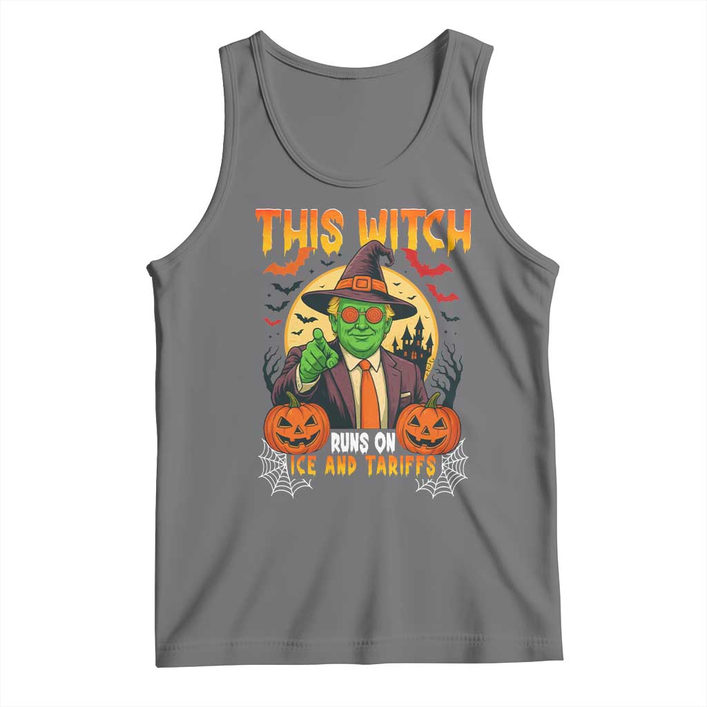 Funny Sarcastic Trump Witch Tank Top This Witch Runs On Ice and Tariffs Political Satire TS02 Black Heather Print Your Wear