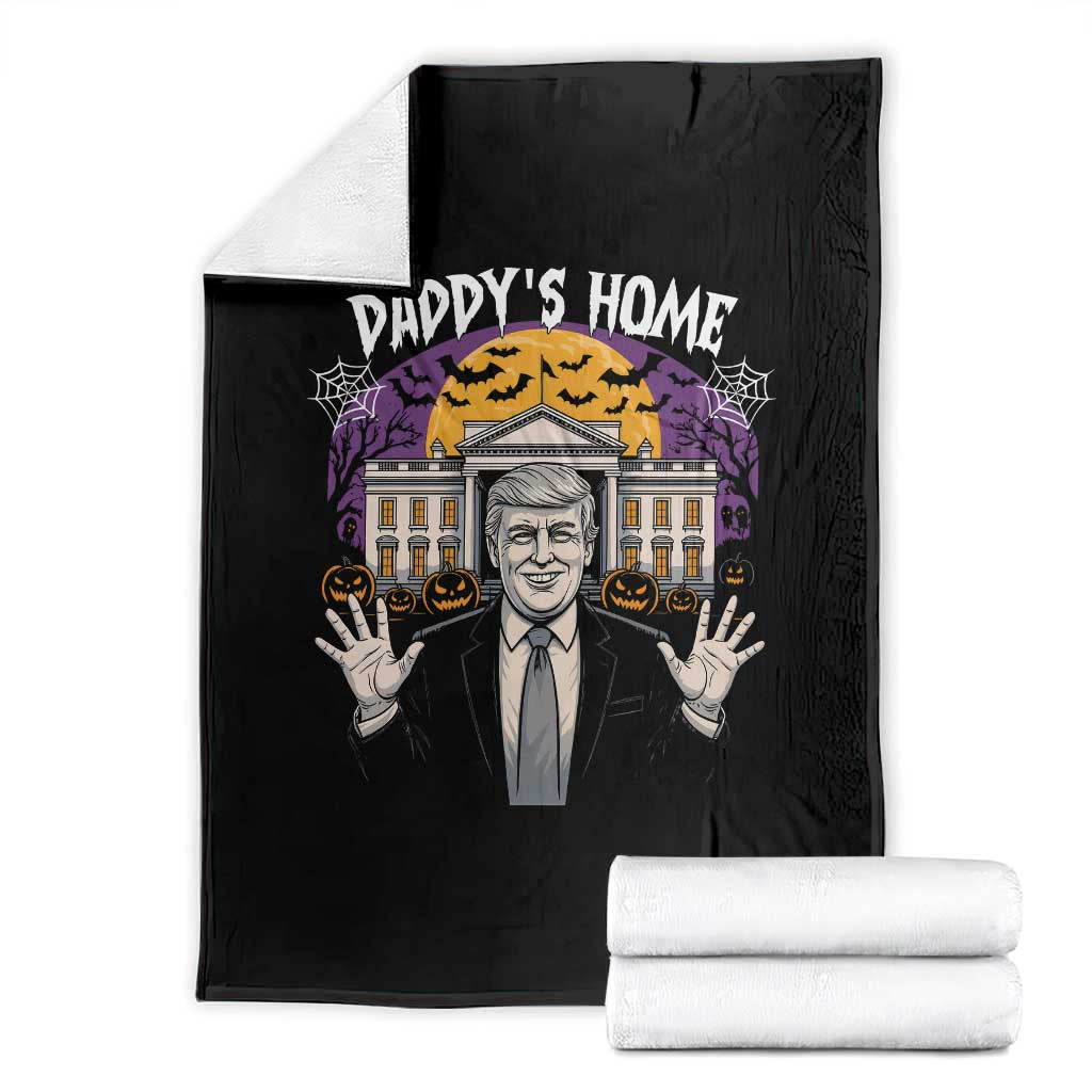 Funny Trump Halloween Throw Blanket Daddy Home White House Spooky Season TS02 Black Print Your Wear