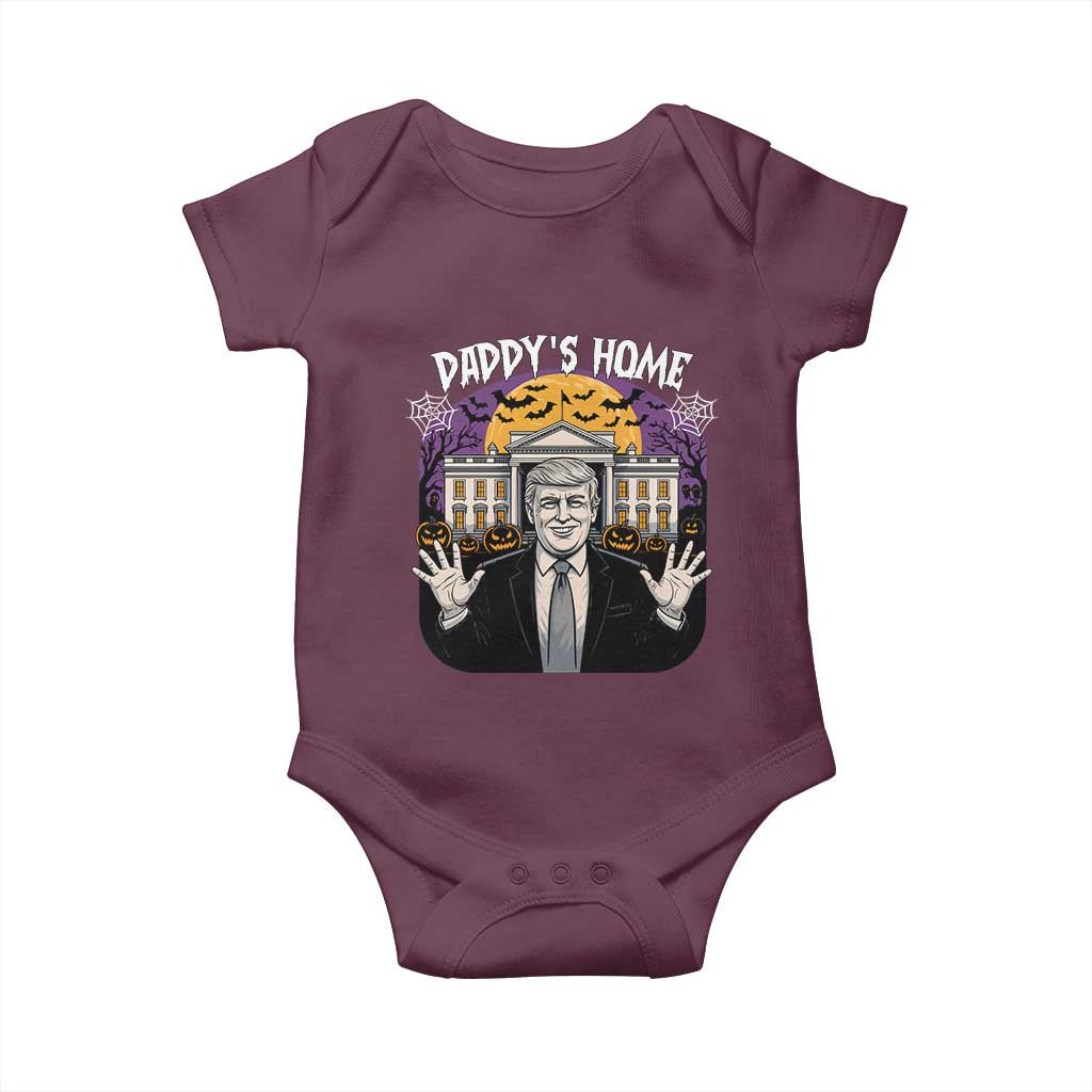 Funny Trump Halloween Baby Onesie Daddy Home White House Spooky Season TS02 Maroon Print Your Wear
