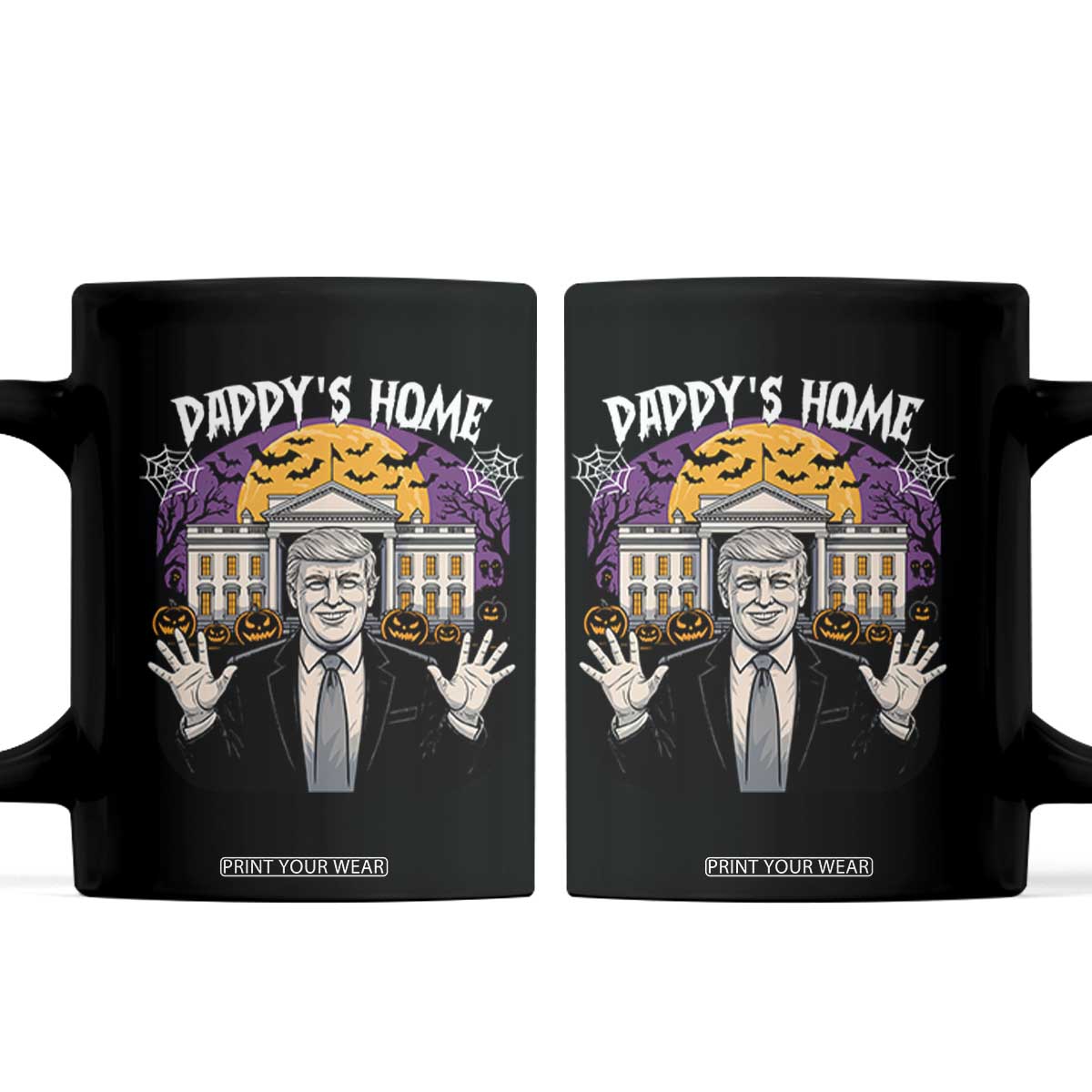 Funny Trump Halloween Coffee Mug Daddy Home White House Spooky Season TS02 Black Print Your Wear