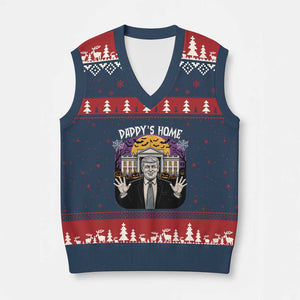 Funny Trump Halloween V-Neck Knit Sweater Vest Daddy Home White House Spooky Season TS02 Navy Red Print Your Wear